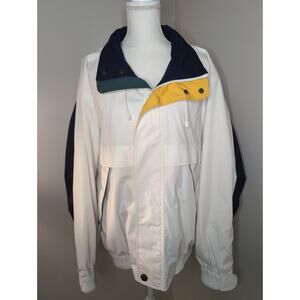 London Fog Vintage Colorblock sailor nautical rain jacket lg
